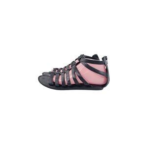 Born Strappy Back Zipper Round toe Leather Gladiator Sandals Women Size 8M Black
